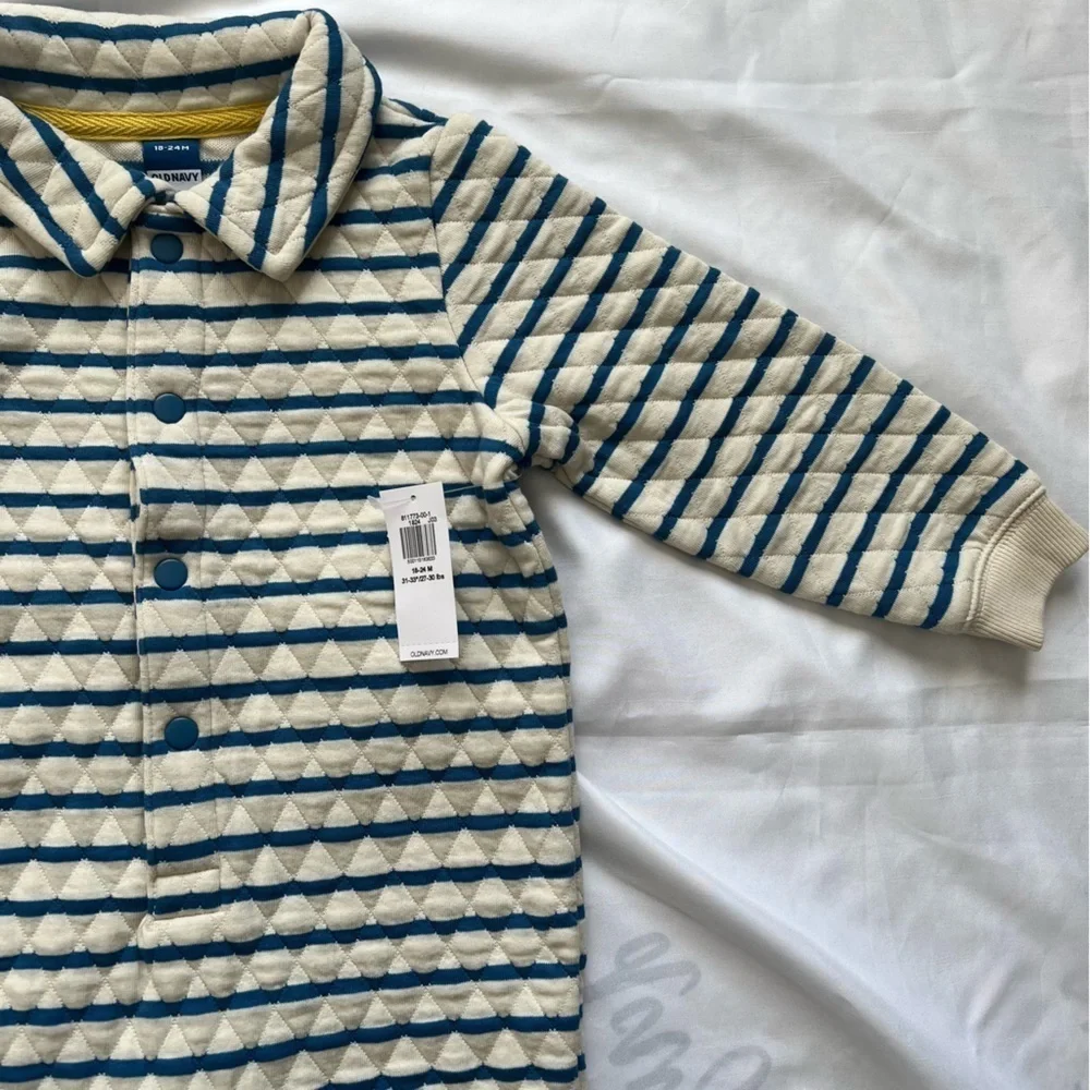 Old Navy Unisex Striped Blue and White Quilted Kids One Piece Size 18-24 Months